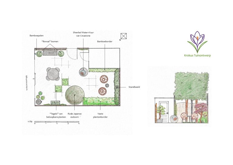Kleurrijke oplossingen met een Japans tintje 2D-plattegrond en 3D-impressies